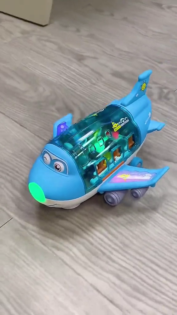 Gear Display Transparent Vehicle Toy for Kids 360 Degree Rotating Concept Racing with 3D Flashing LED Lights and Music Small Plane