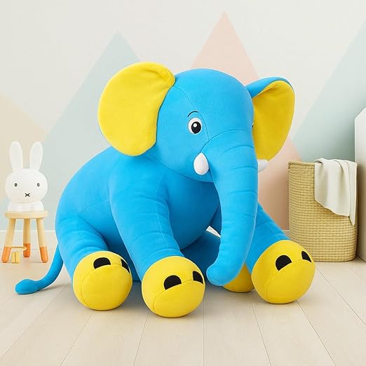 Jam & Honey Elephant Plush Toy | Soft Toy for Kids | Non-Toxic & Safe | BIS-Approved (Blue) | Big Size Stuffed Elephant