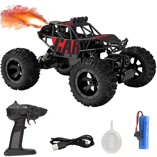 CADDLE & TOES Remote Controlled Monster Like Model Sports Car and Controlling Speed with Gun Remote Toy (Green), Kid, Rechargeable Car for Kids| Monster Truck (Xt-Smoke-Red)