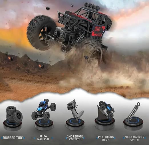 CADDLE & TOES Remote Controlled Monster Like Model Sports Car and Controlling Speed with Gun Remote Toy (Green), Kid, Rechargeable Car for Kids| Monster Truck (Xt-Smoke-Red)