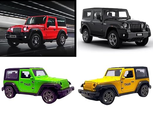 S.S.C. Amazing Pull Back Mahindra Thar 3 Door Jeep DIE CAST Metal Toy for Kids| Wonderful Design and Bold Looks. | Miniature Scaled Models 89, Black