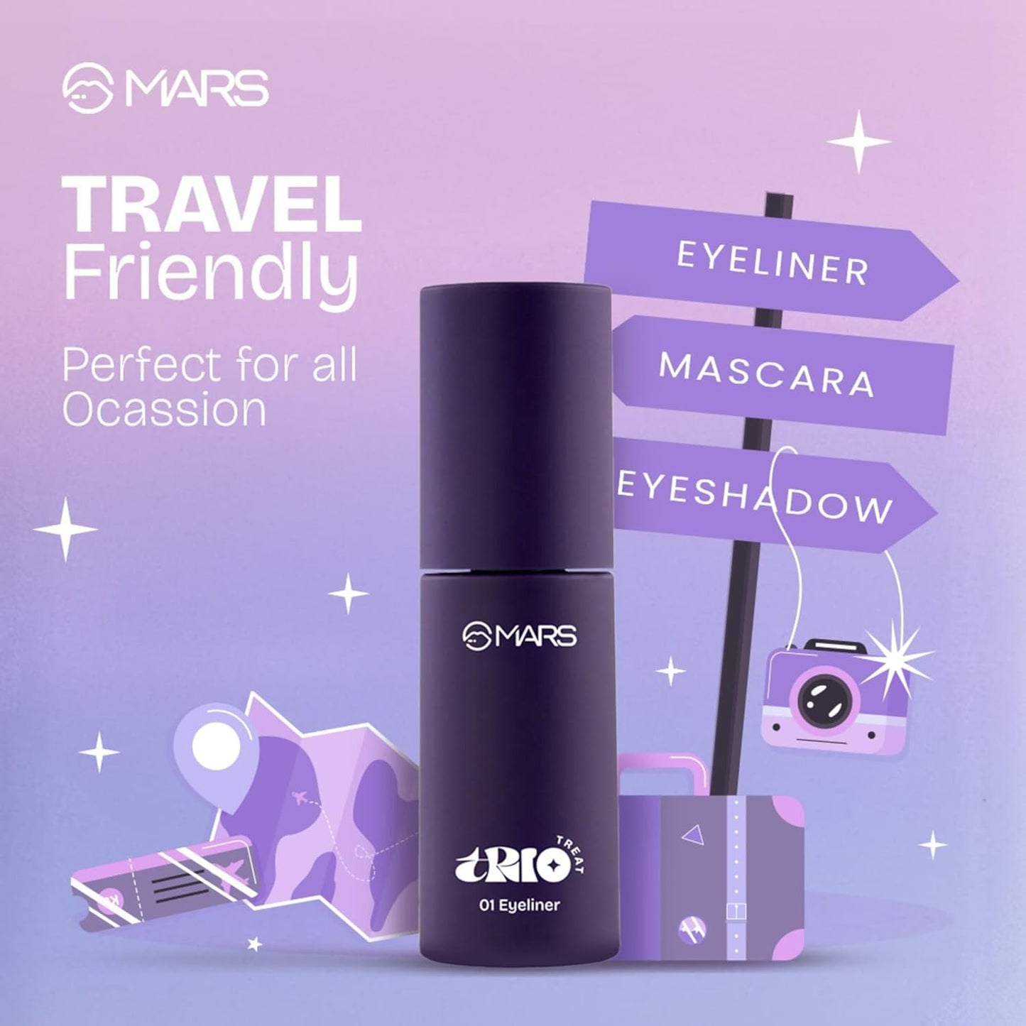 Exclusive Sale MARS TRIO Treat 3-IN-1 Eye Makeup Kit with Eyeliner AK2(5JN)