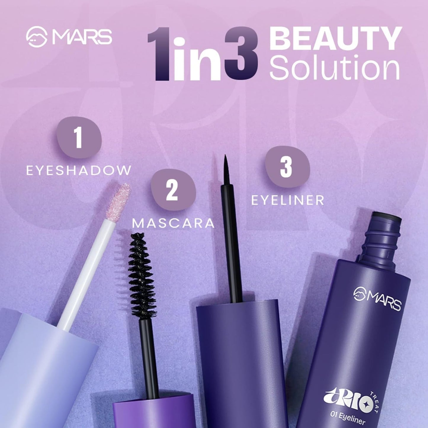 Exclusive Sale MARS TRIO Treat 3-IN-1 Eye Makeup Kit with Eyeliner AK2(5JN)