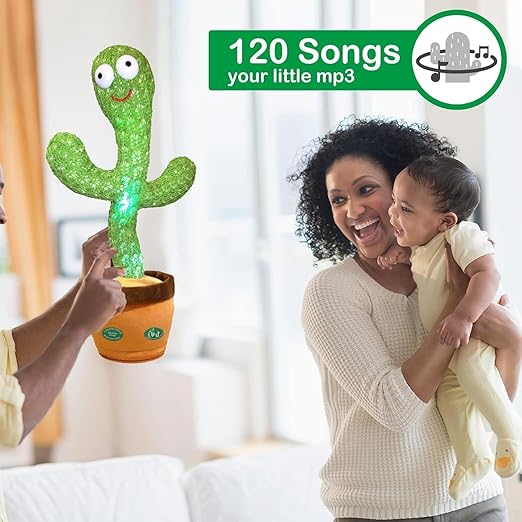 Storio Rechargeable Toys Talking Cactus Baby Toys for Kids Dancing Cactus Toys Can Sing Wriggle & Singing Recording Repeat What You Say Funny Education Toys for Children Playing Home Decor for Kids