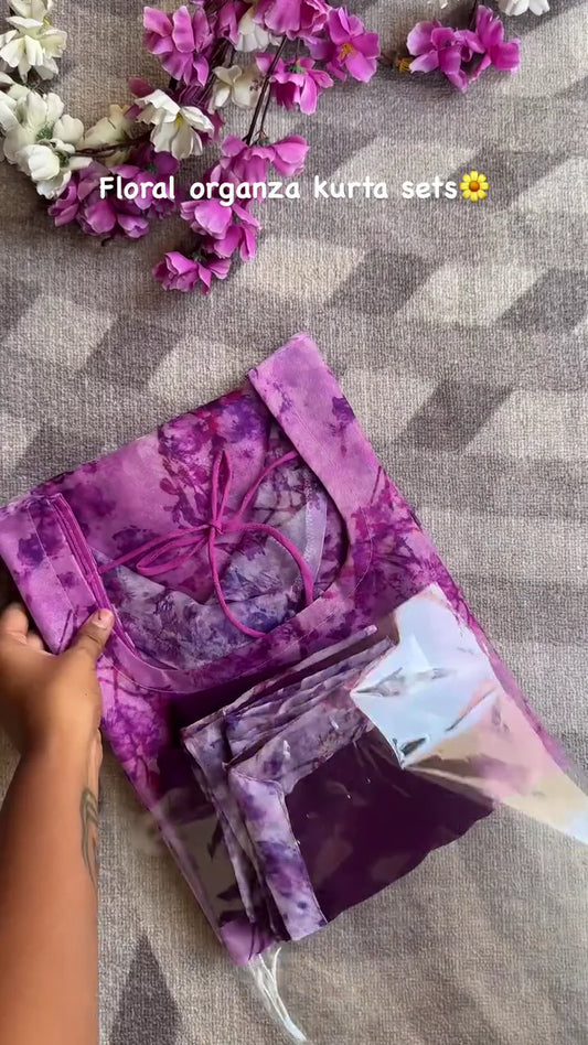 Most Trending Floral Georgette Royal Purple Dress ONLINE