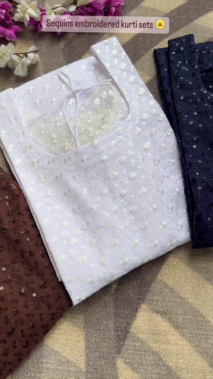 Exclusive Sale Nudy White Dress Set with Sequin work only 90/- (JL28-1.2)