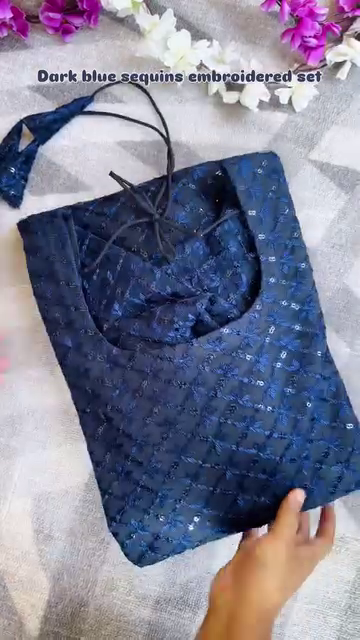 Exclusive Sale Sequin Blue Designer Dress Set with Sequin work only 90/- 2AG2