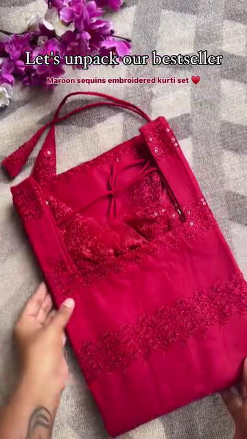 Exclusive Sale Sequin Red Designer Dress Set with Sequin work only 90/- 2AG5