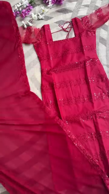Exclusive Sale Sequin Red Designer Dress Set with Sequin work only 90/- 2AG5