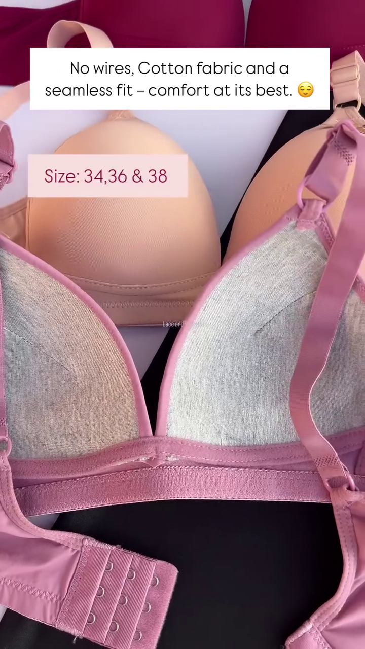 Comfortable Seamless Fit Cotton fabric Bra in Pink and nude and Maroon Exclusive Sale