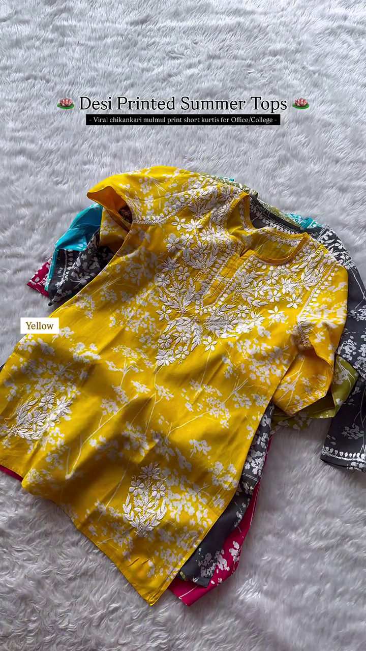 Lucknowi Chikankari Rayon Short Top Sky Blue ONLINE