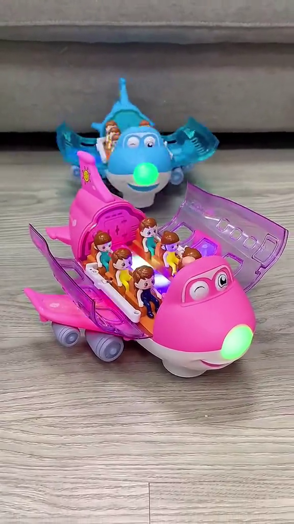 Gear Display Transparent Vehicle Toy for Kids 360 Degree Rotating Concept Racing with 3D Flashing LED Lights and Music Small Plane